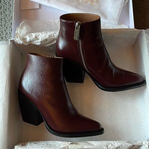 Chloe Rylee Block Heel Western Booties Vittelo Giotto Deep Purple It. Size 37.5